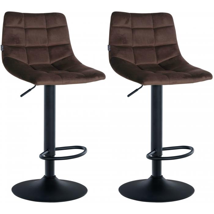 2er Set Barhocker HLO-CP265 Samt schwarz ~ braun