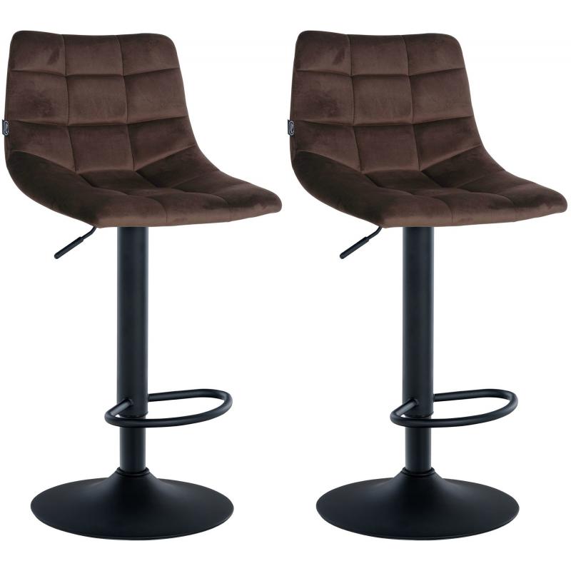 2er Set Barhocker HLO-CP265 Samt schwarz ~ braun