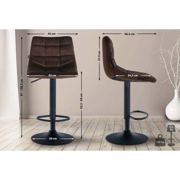 2er Set Barhocker HLO-CP265 Samt schwarz ~ braun