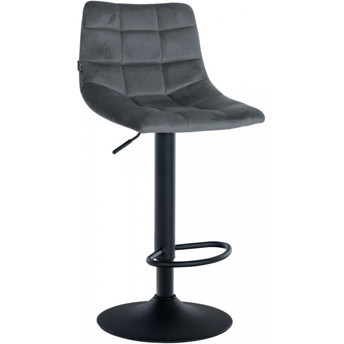 2er Set Barhocker HLO-CP265 Samt schwarz ~ dunkelgrau