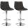 2er Set Barhocker HLO-CP266 Stoff chrom ~ dunkelgrau