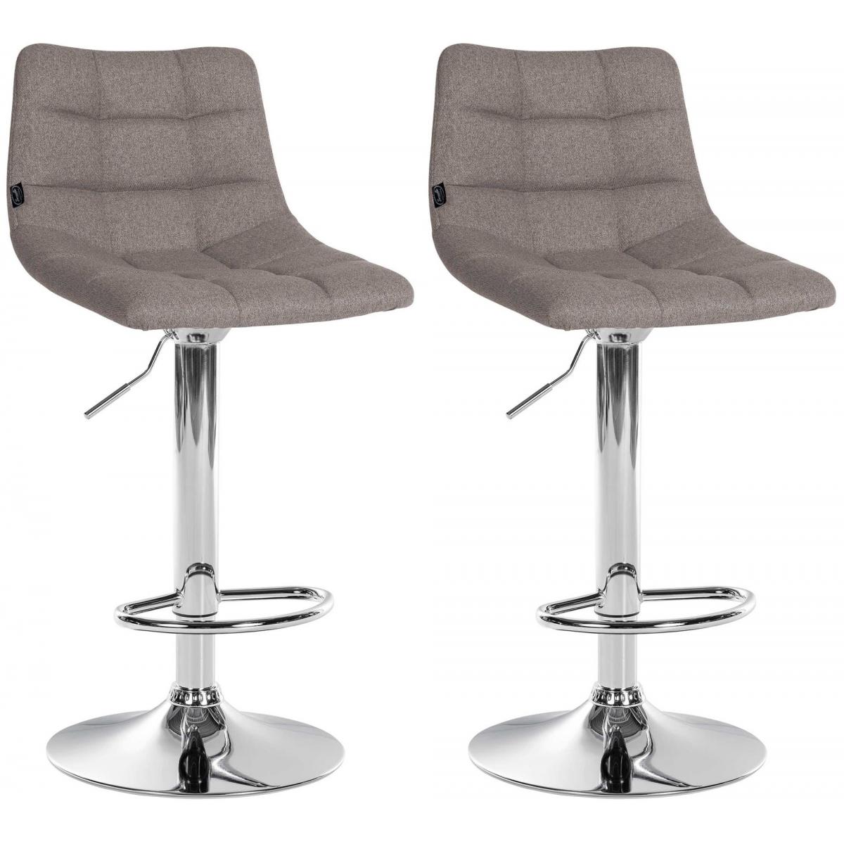 2er Set Barhocker HLO-CP266 Stoff chrom ~ grau