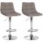 2er Set Barhocker HLO-CP266 Stoff chrom ~ grau