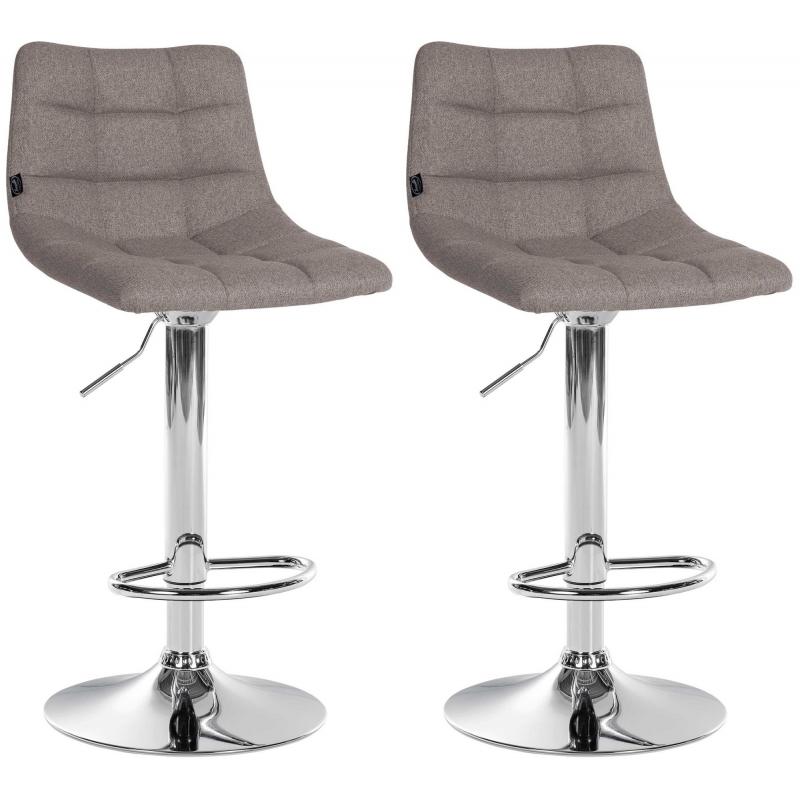 2er Set Barhocker HLO-CP266 Stoff chrom ~ grau