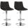 2er Set Barhocker HLO-CP266 Stoff chrom ~ schwarz