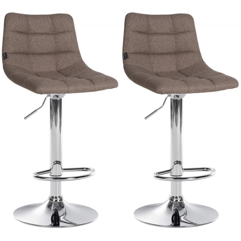 2er Set Barhocker HLO-CP266 Stoff chrom ~ taupe
