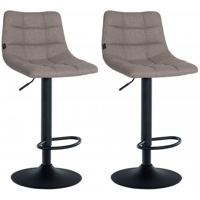 2er Set Barhocker HLO-CP266 Stoff schwarz ~ grau