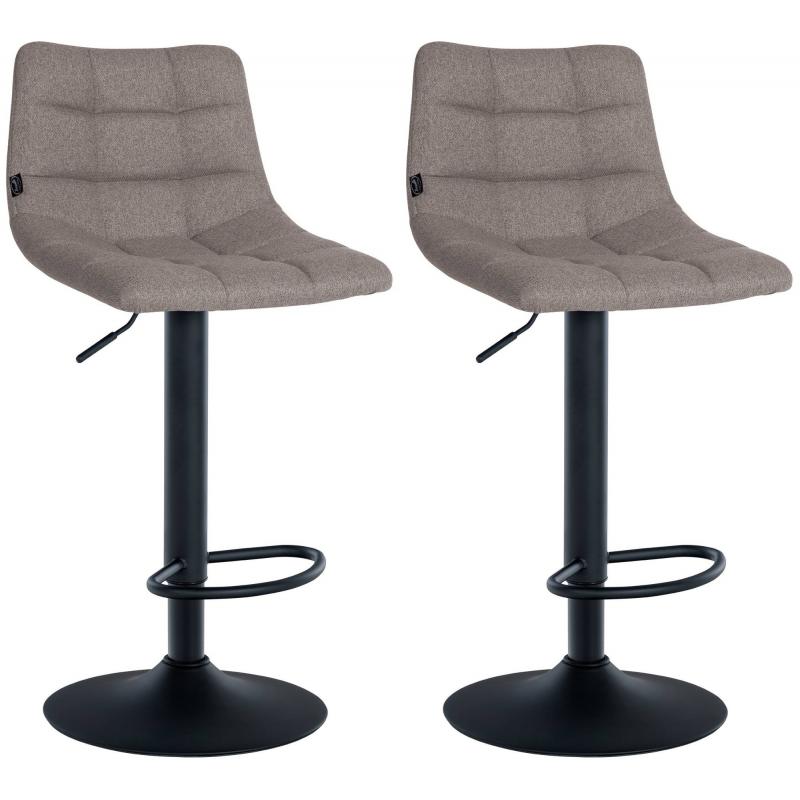 2er Set Barhocker HLO-CP266 Stoff schwarz ~ grau