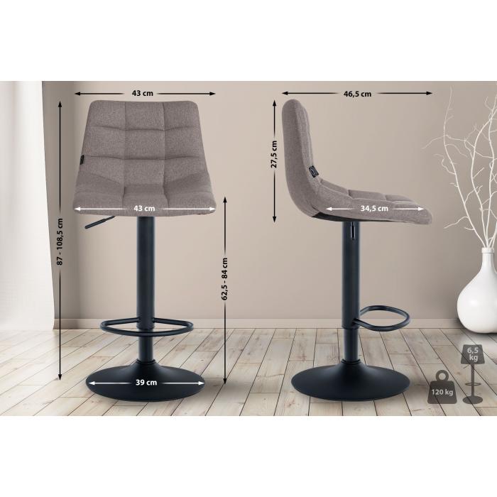 2er Set Barhocker HLO-CP266 Stoff schwarz ~ grau