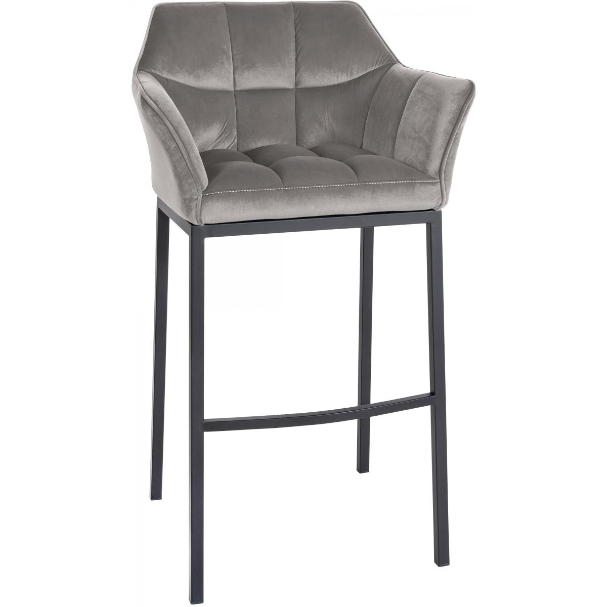 Barhocker HLO-CP1 B Samt mit 4-Fu Gestell ~ grau