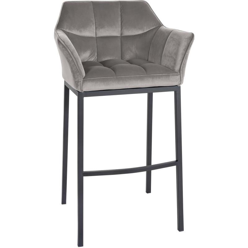 Barhocker HLO-CP1 B Samt mit 4-Fu Gestell ~ grau