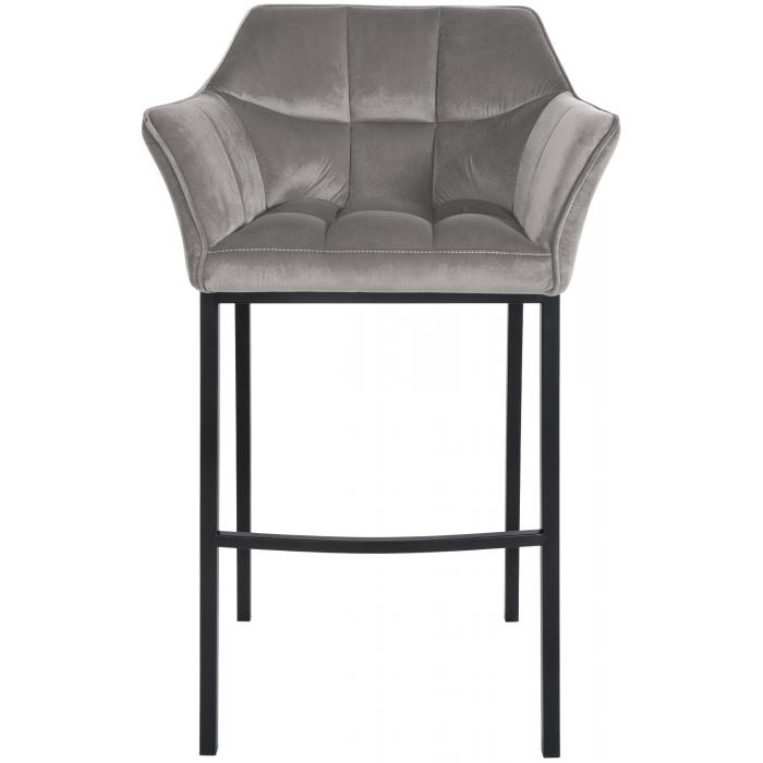 Barhocker HLO-CP1 B Samt mit 4-Fu Gestell ~ grau