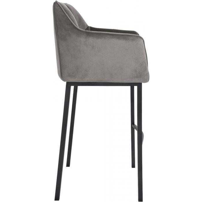 Barhocker HLO-CP1 B Samt mit 4-Fu Gestell ~ grau