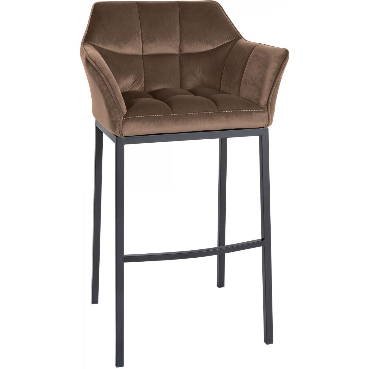Barhocker HLO-CP1 B Samt mit 4-Fu Gestell ~ braun