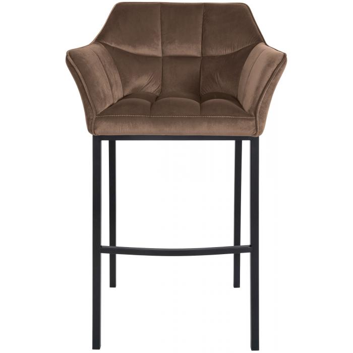 Barhocker HLO-CP1 B Samt mit 4-Fu Gestell ~ braun