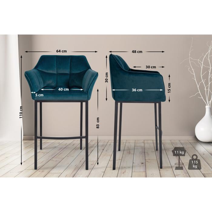 Barhocker HLO-CP1 B Samt mit 4-Fu Gestell ~ grn