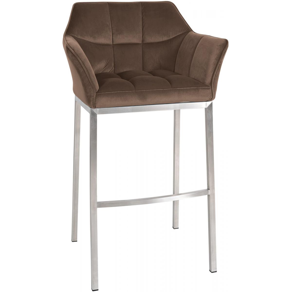 Barhocker HLO-CP1 E Samt mit 4-Fu Gestell ~ braun