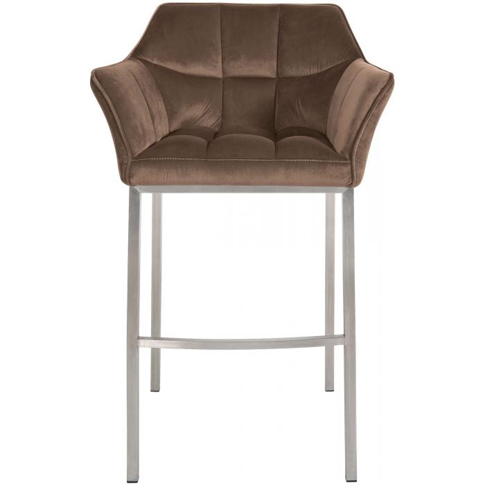 Barhocker HLO-CP1 E Samt mit 4-Fu Gestell ~ braun