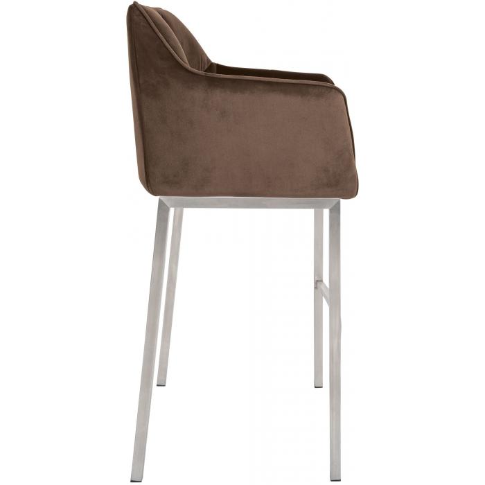 Barhocker HLO-CP1 E Samt mit 4-Fu Gestell ~ braun