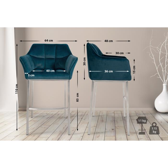 Barhocker HLO-CP1 E Samt mit 4-Fu Gestell ~ grn