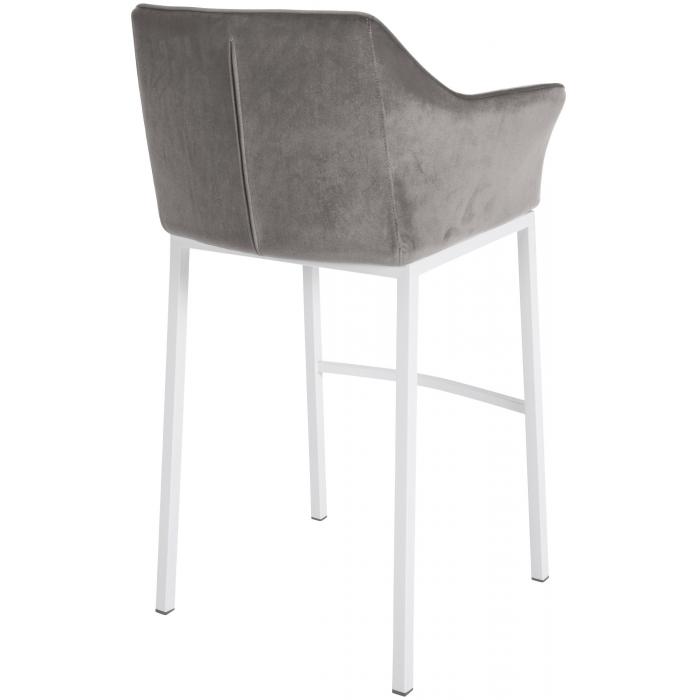Barhocker HLO-CP1 W Samt mit 4-Fu Gestell ~ grau
