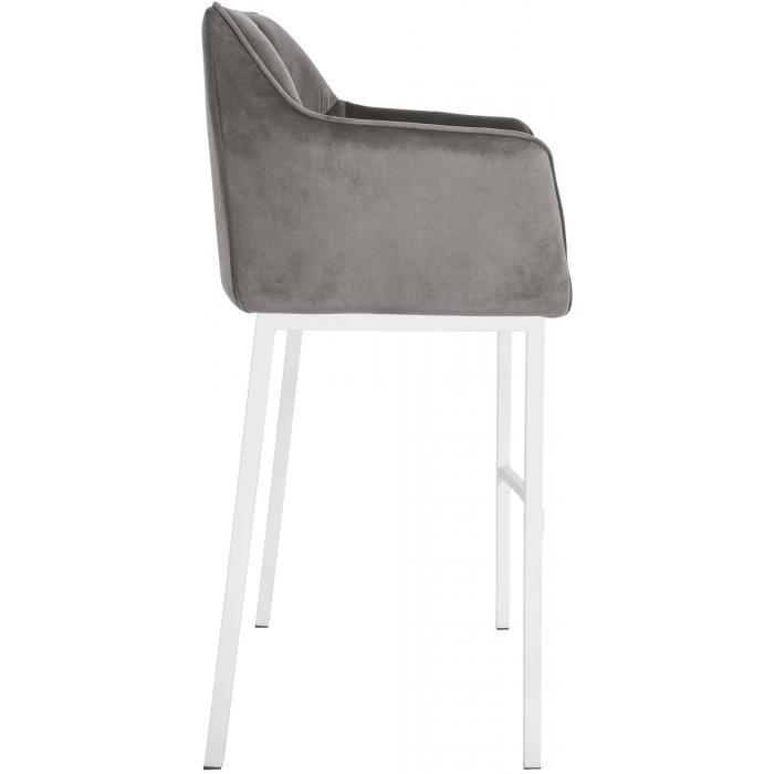 Barhocker HLO-CP1 W Samt mit 4-Fu Gestell ~ grau