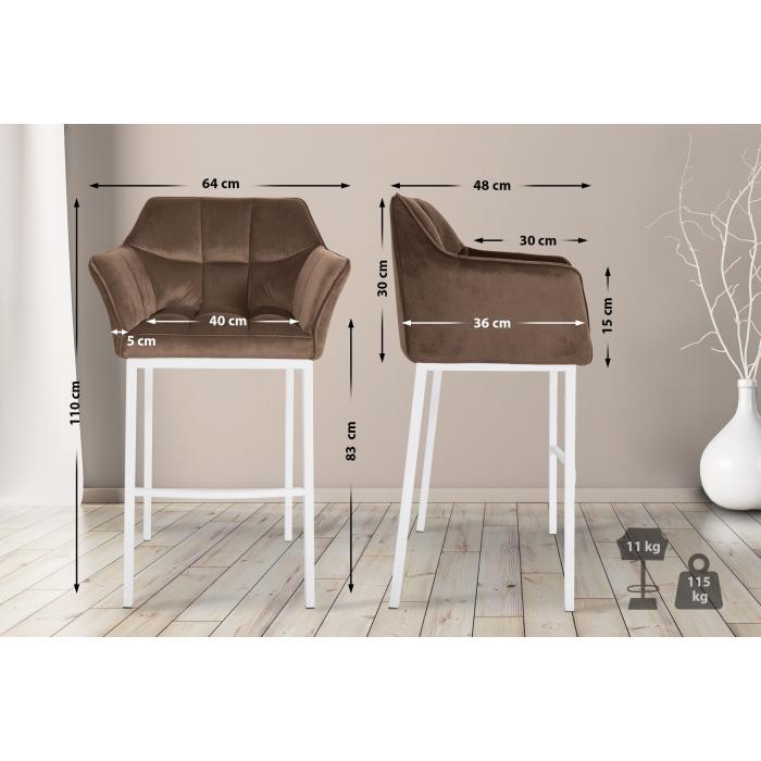 Barhocker HLO-CP1 W Samt mit 4-Fu Gestell ~ braun
