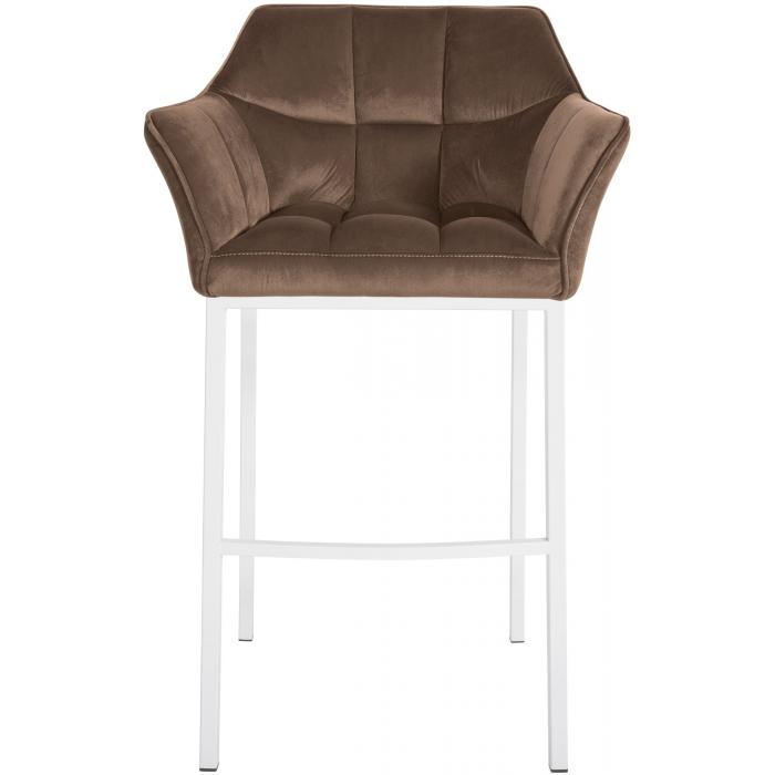Barhocker HLO-CP1 W Samt mit 4-Fu Gestell ~ braun