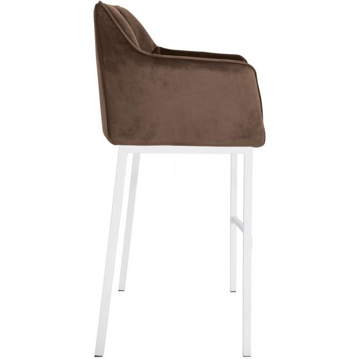 Barhocker HLO-CP1 W Samt mit 4-Fu Gestell ~ braun