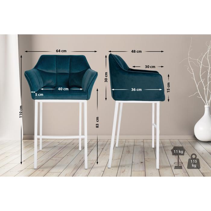 Barhocker HLO-CP1 W Samt mit 4-Fu Gestell ~ grn
