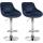 2er Set Barhocker HLO-CP268 Samt chrom ~ blau