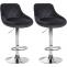 2er Set Barhocker HLO-CP268 Samt chrom ~ dunkelgrau