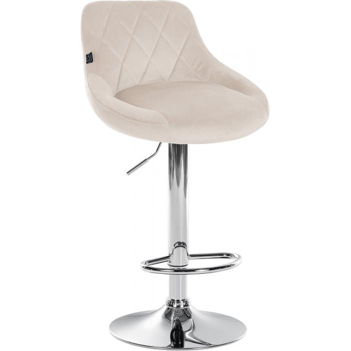 2er Set Barhocker HLO-CP268 Samt chrom ~ creme