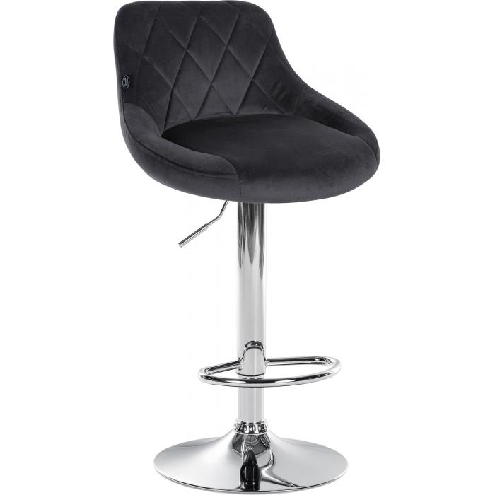 2er Set Barhocker HLO-CP268 Samt chrom ~ dunkelgrau