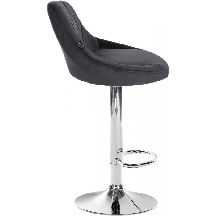 2er Set Barhocker HLO-CP268 Samt chrom ~ dunkelgrau