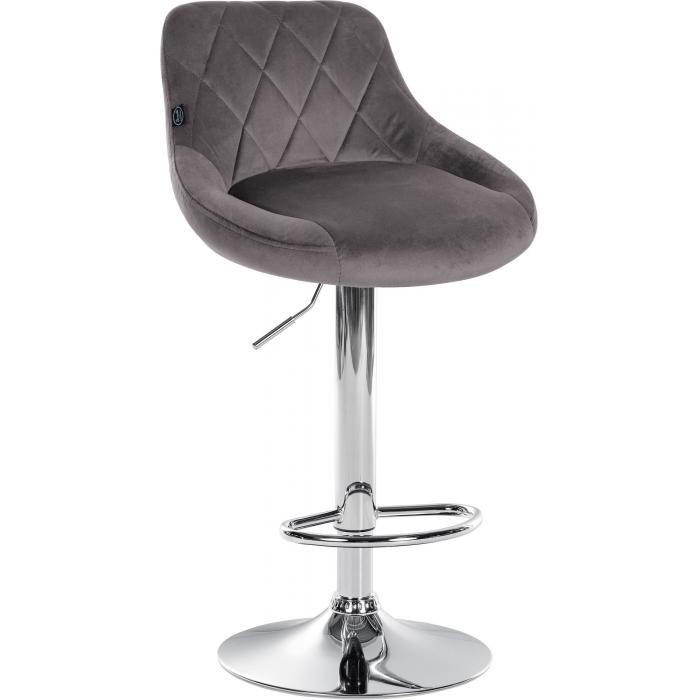 2er Set Barhocker HLO-CP268 Samt chrom ~ grau