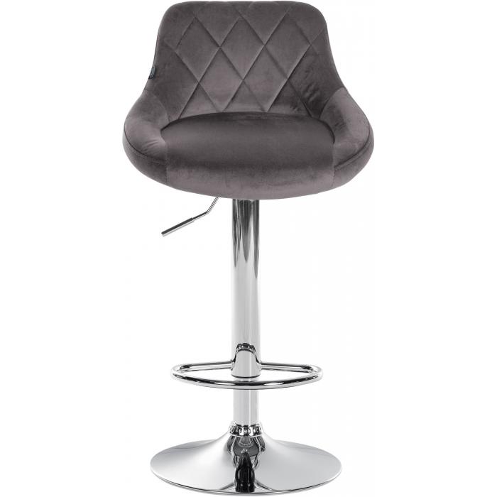 2er Set Barhocker HLO-CP268 Samt chrom ~ grau