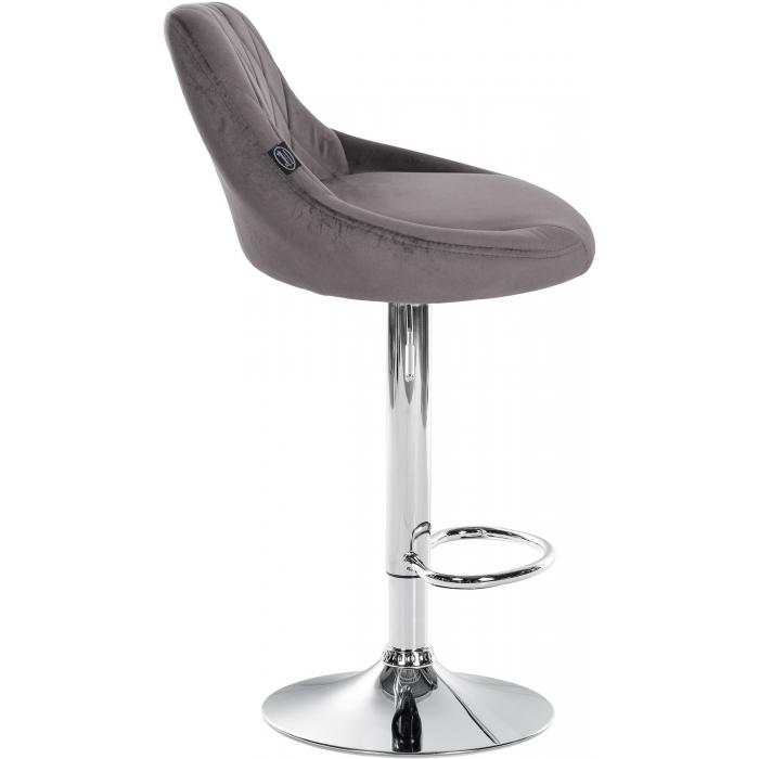 2er Set Barhocker HLO-CP268 Samt chrom ~ grau
