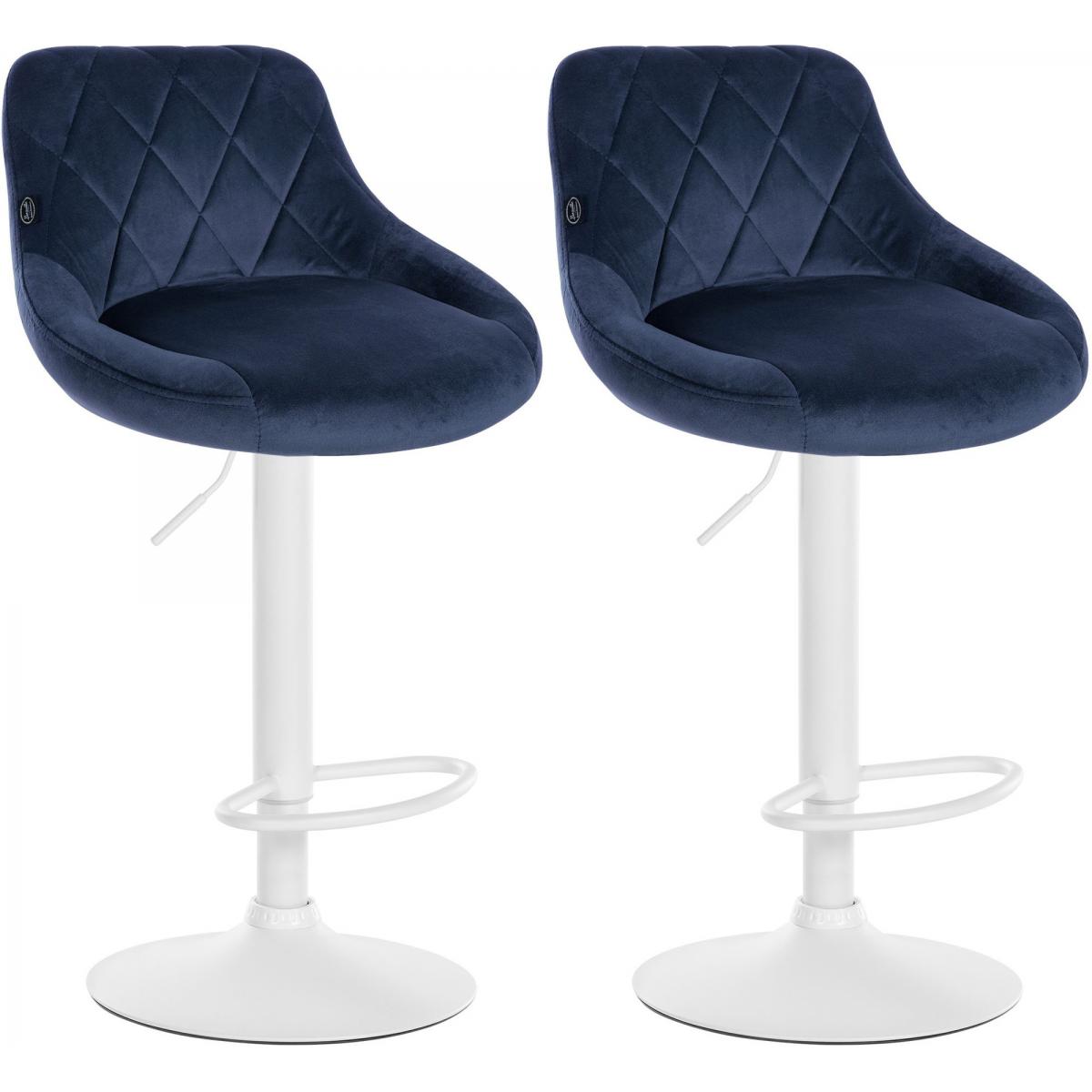 2er Set Barhocker HLO-CP268 Samt wei ~ blau