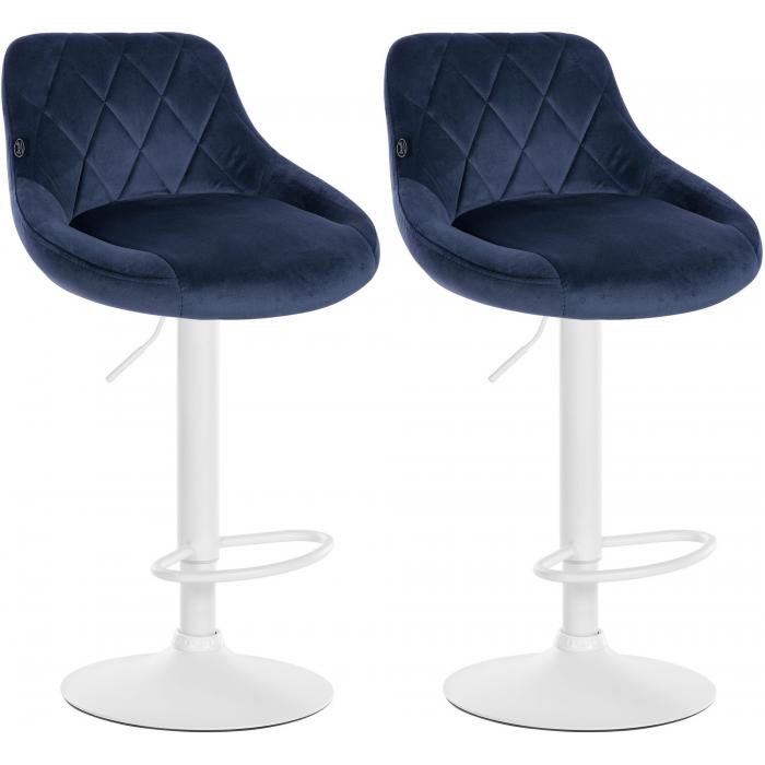 2er Set Barhocker HLO-CP268 Samt wei ~ blau