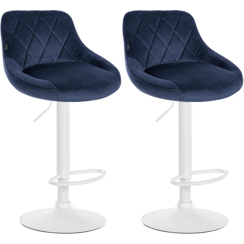 2er Set Barhocker HLO-CP268 Samt wei ~ blau
