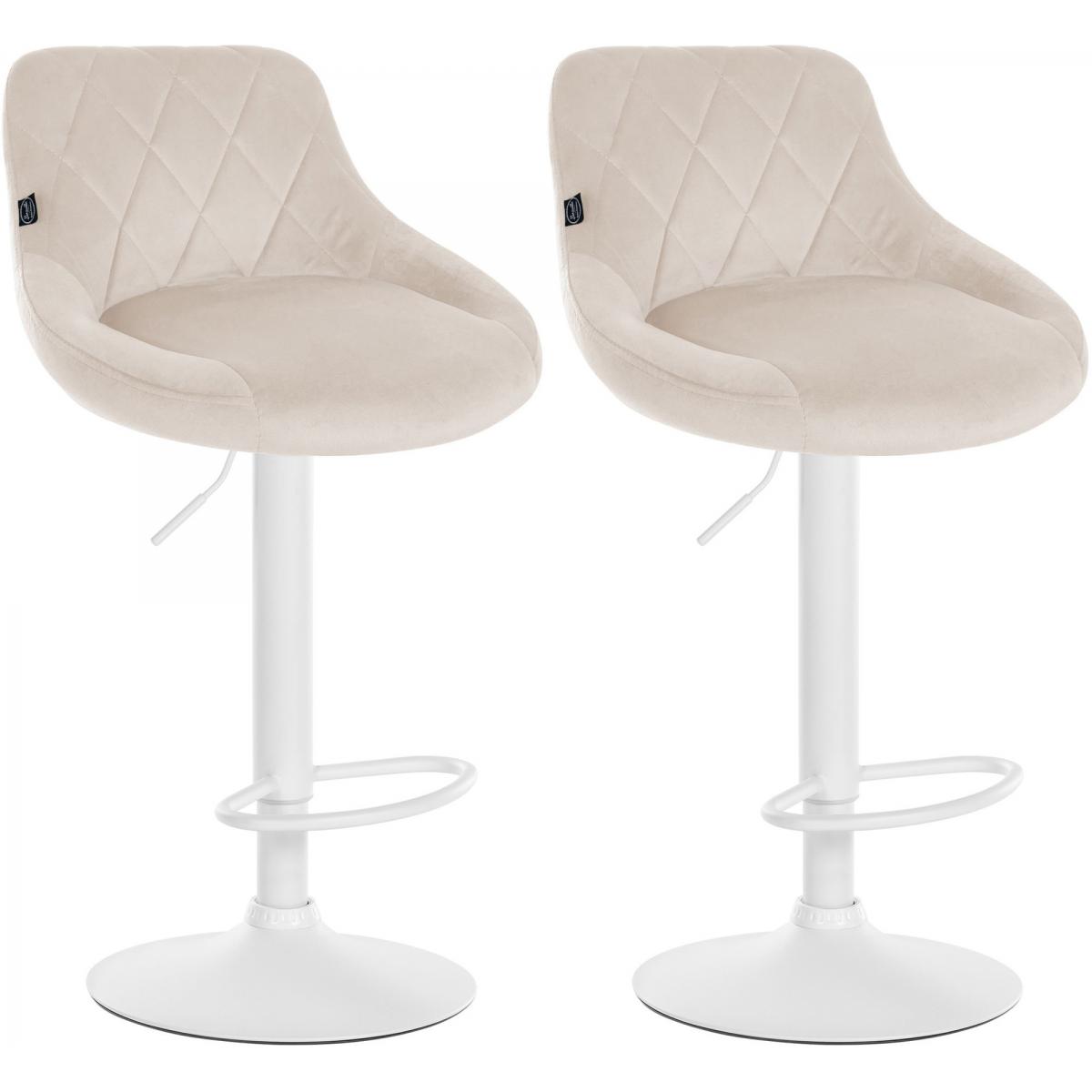 2er Set Barhocker HLO-CP268 Samt wei ~ creme