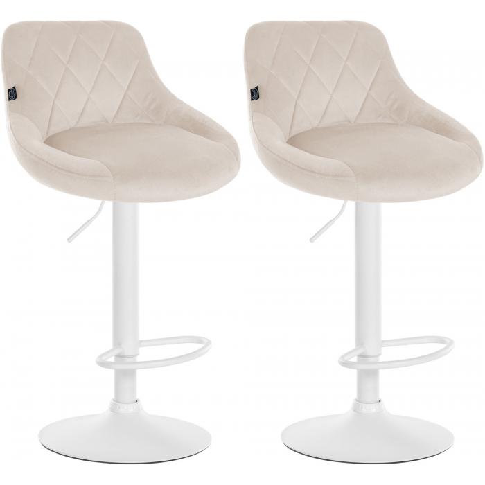 2er Set Barhocker HLO-CP268 Samt wei ~ creme