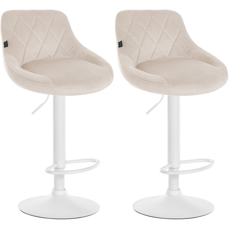 2er Set Barhocker HLO-CP268 Samt wei ~ creme