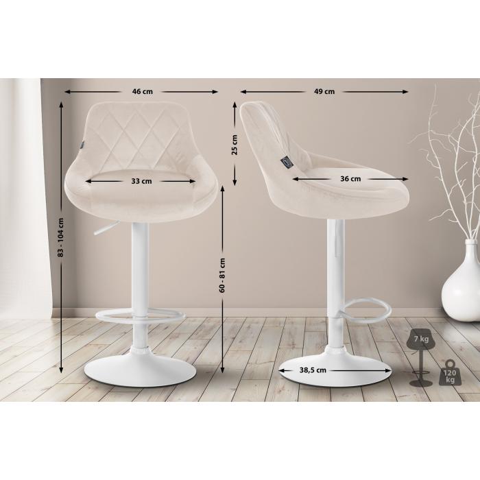 2er Set Barhocker HLO-CP268 Samt wei ~ creme