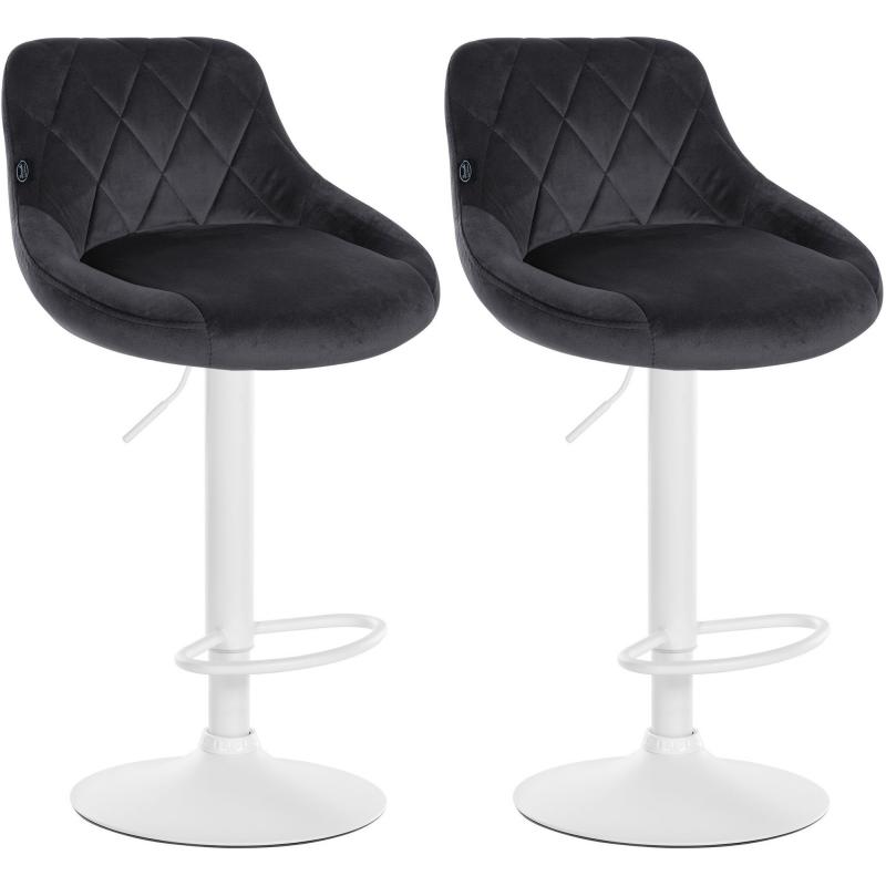 2er Set Barhocker HLO-CP268 Samt wei ~ dunkelgrau