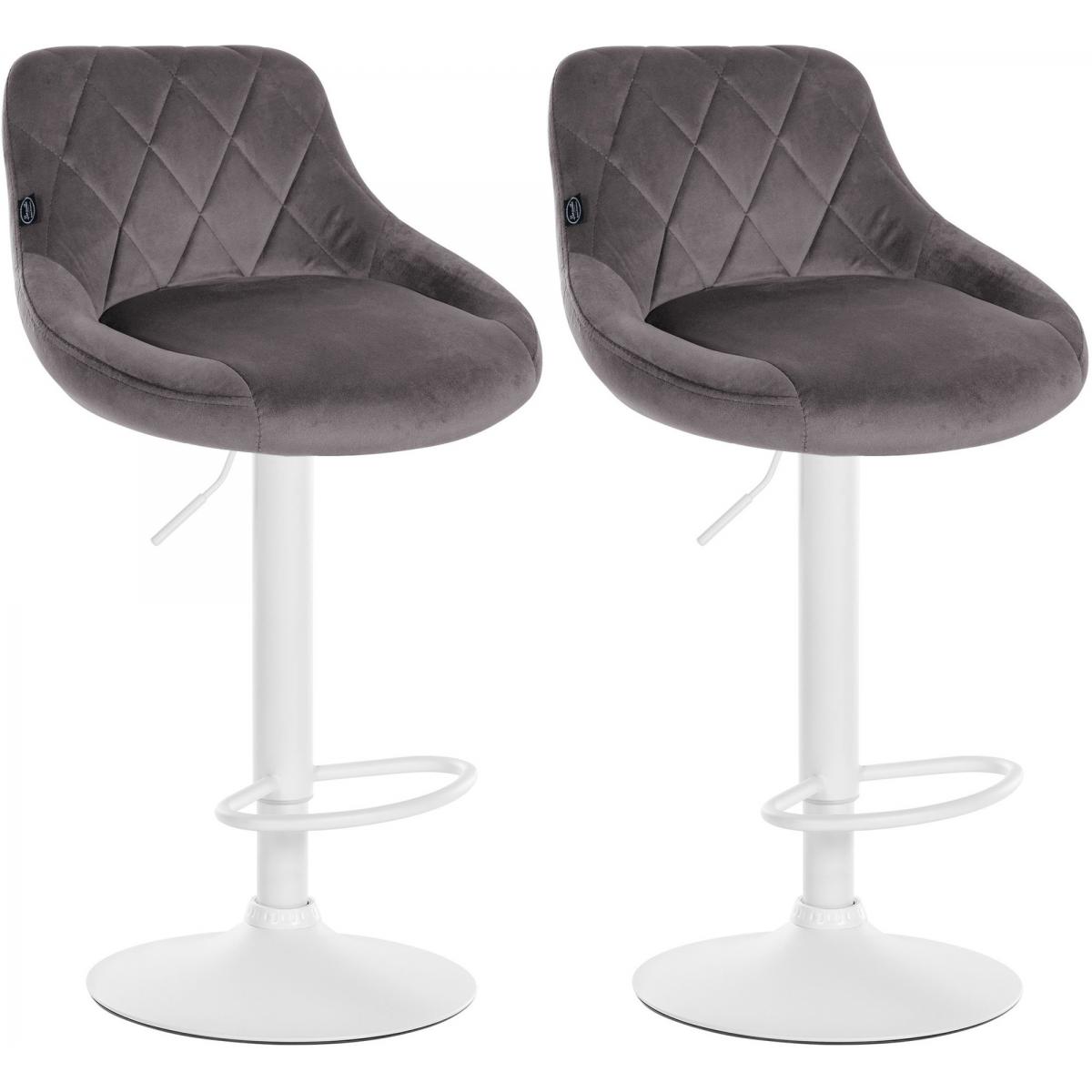 2er Set Barhocker HLO-CP268 Samt wei ~ grau