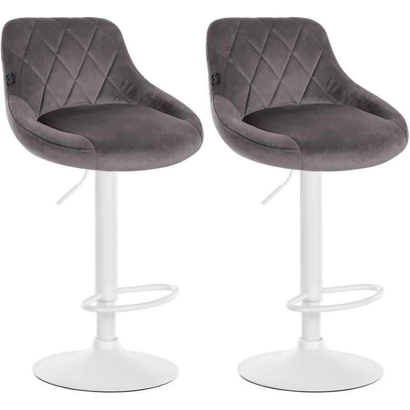 2er Set Barhocker HLO-CP268 Samt wei ~ grau