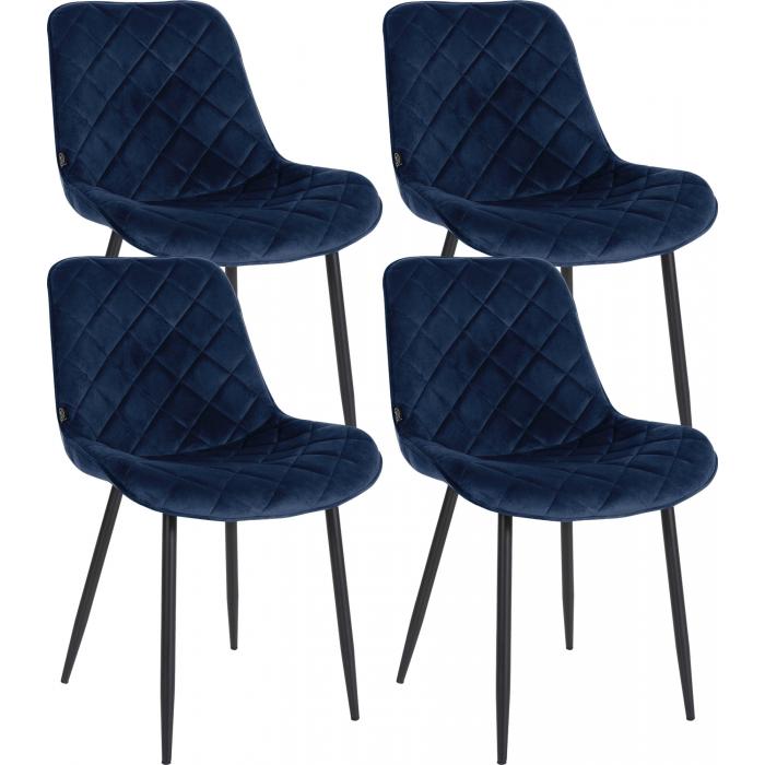 4er Set Sthle HLO-CP54 Samt ~ blau