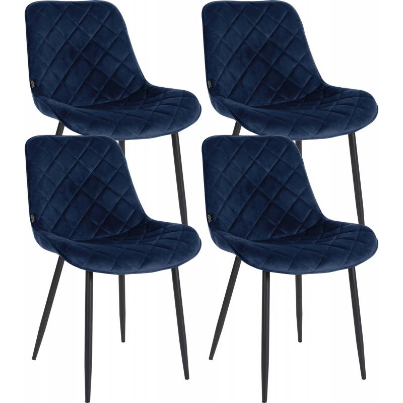 4er Set Sthle HLO-CP54 Samt ~ blau